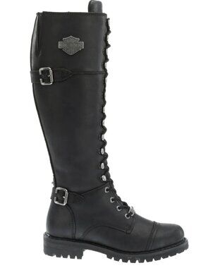 Harley-Davidson Vintage Tall Leather Lace-Up Riding Boots – Black Size 8